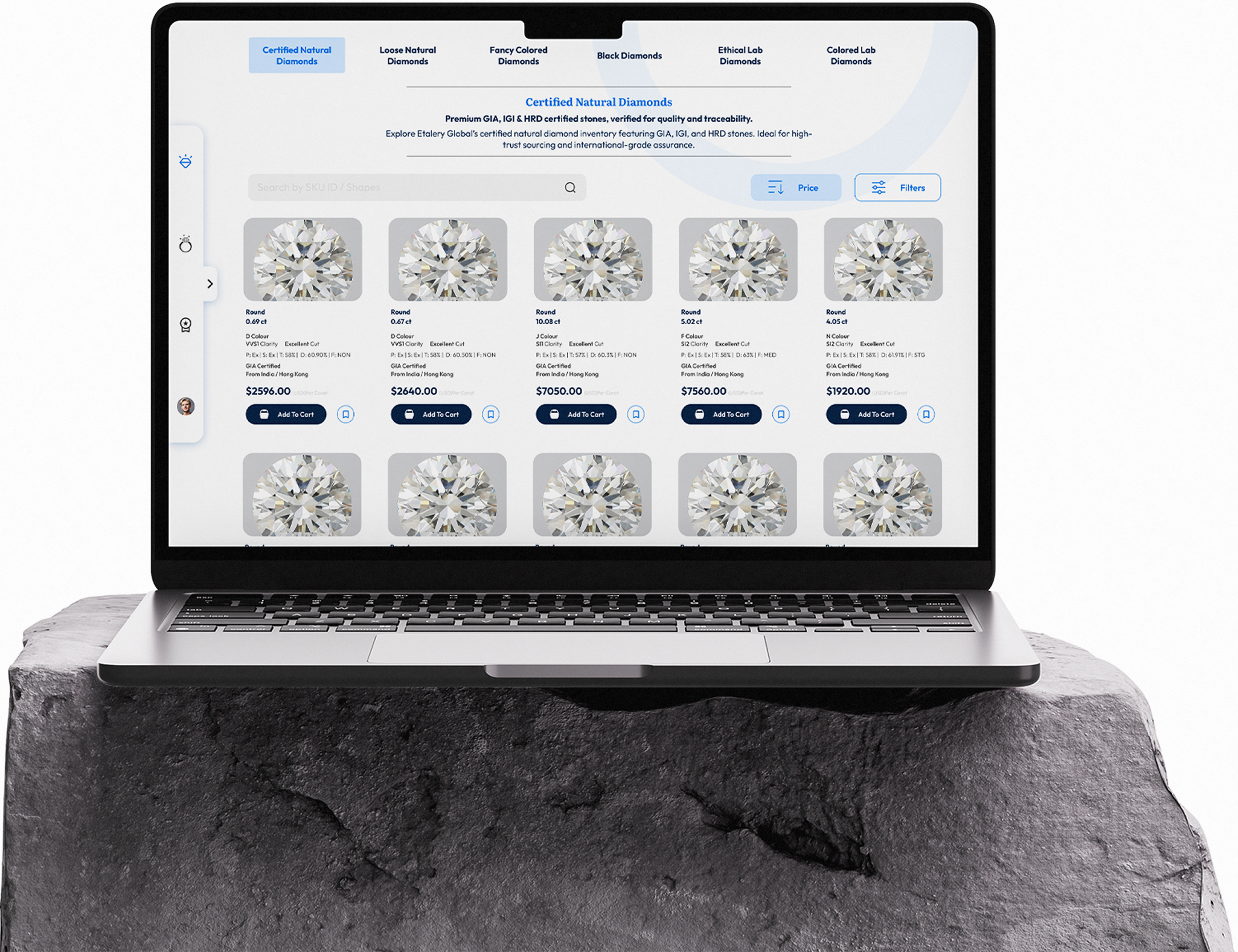 Diamond inventory on laptop